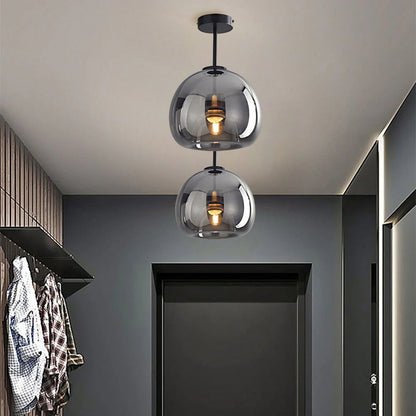 Moderna Taklampor med Retro Koppar och Glasdesign