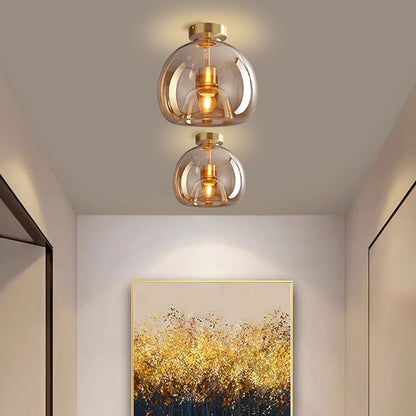 Moderna Taklampor med Retro Koppar och Glasdesign