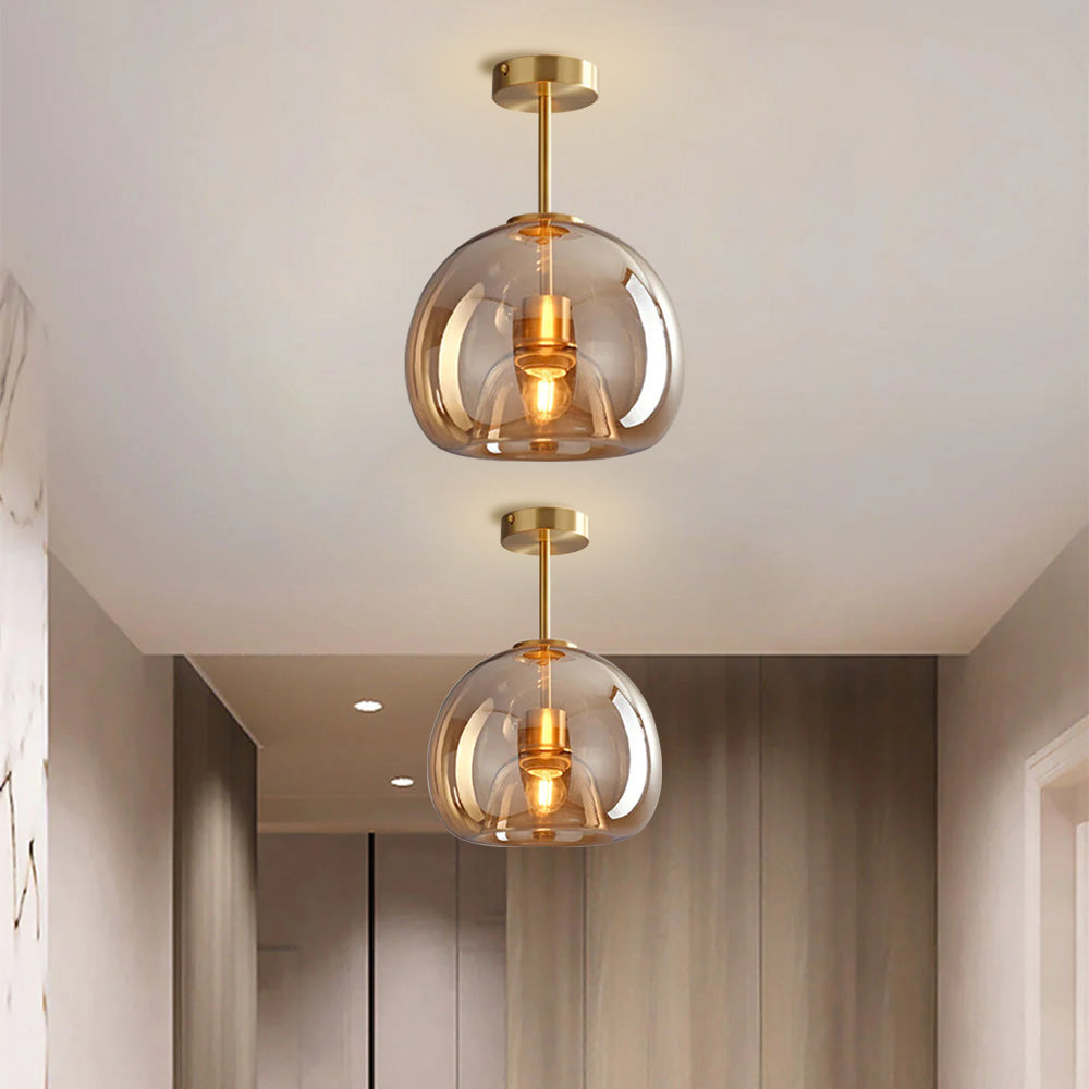 Moderna Taklampor med Retro Koppar och Glasdesign