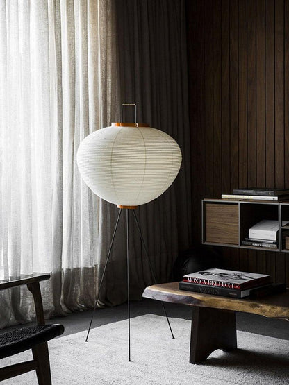 Lunora Haze | Skulptural golvlampa i rispapper i Japandi-stil
