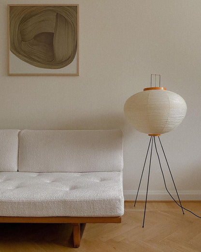 Lunora Haze | Skulptural golvlampa i rispapper i Japandi-stil