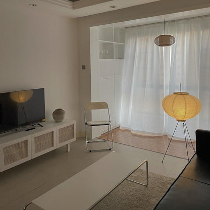 Lunora Haze | Skulptural golvlampa i rispapper i Japandi-stil