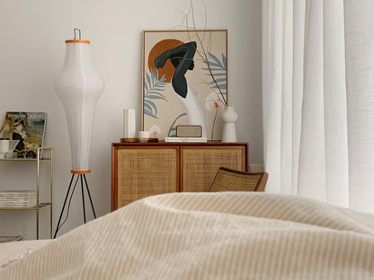Lunora Haze | Skulptural golvlampa i rispapper i Japandi-stil