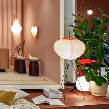 Lunora Haze | Skulptural golvlampa i rispapper i Japandi-stil