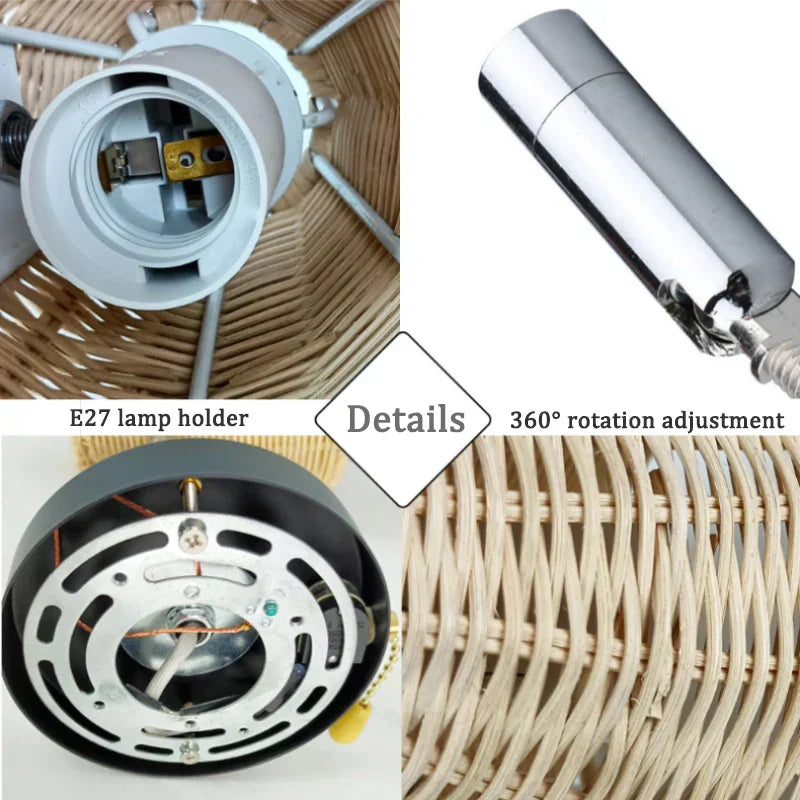 RattanGlow - Svängbar Vägglampa av Handvävd Rattan