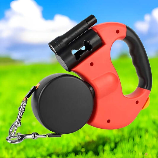 Royallure 10 ft Dubbel Återdragbar Hundleash med Inbyggd Ficklampa & Avfallspåsehållare