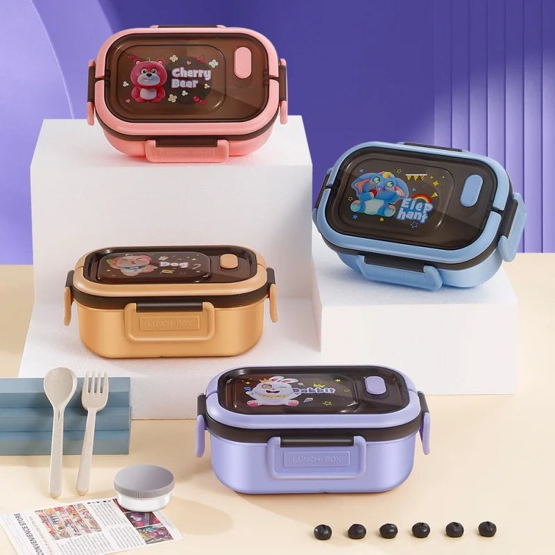 Royallure 1200ML Dubbellager Bento Lunch Box med Fack, Gaffel & Sked, Mikrosäker för Picknick & Kontor