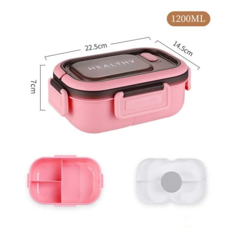 Royallure 1200ML Dubbellager Bento Lunch Box med Fack, Gaffel & Sked, Mikrosäker för Picknick & Kontor