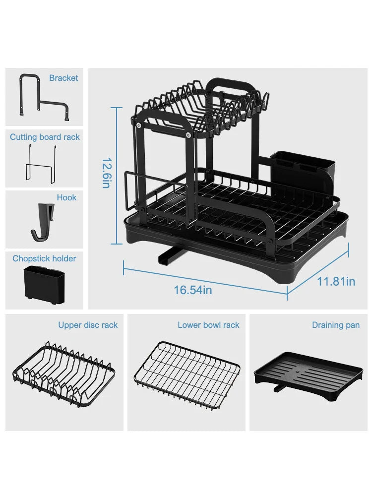 Royallure 2-Tier Diskställ med Rännkorg Kök Bänkskivor Skål Organisatör
