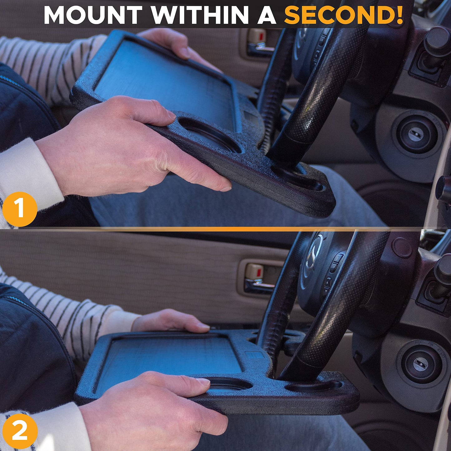 Royallure 2-i-1 Bilrattsbord – Laptopfäste & Matbricka med Koppställare