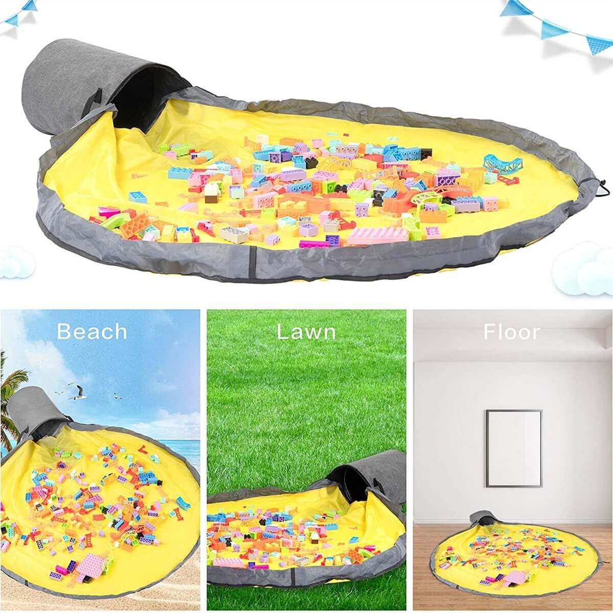 Royallure 2-i-1 Fällbar Leksaksförvaring & Lekmatta – Dragkedjelock, Bärbar & Hållbar