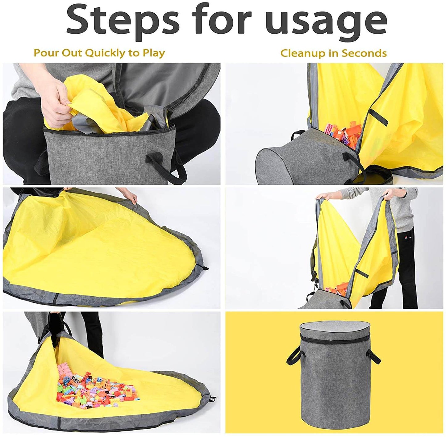 Royallure 2-i-1 Fällbar Leksaksförvaring & Lekmatta – Dragkedjelock, Bärbar & Hållbar