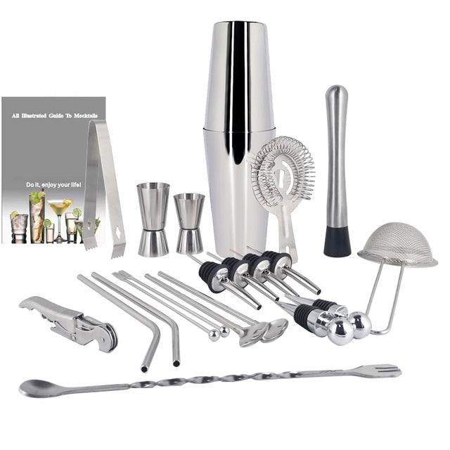 Royallure 22-delars rostfritt stål Boston cocktailshaker-set — Komplett barverktygssats