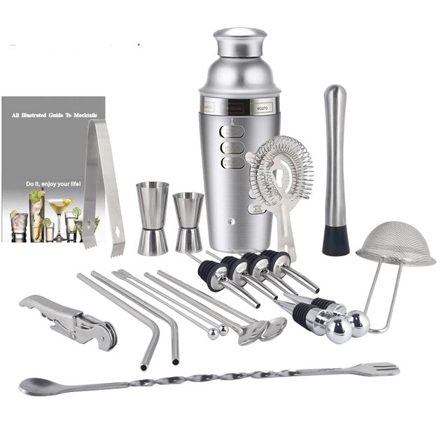 Royallure 22-delars rostfritt stål Boston cocktailshaker-set — Komplett barverktygssats