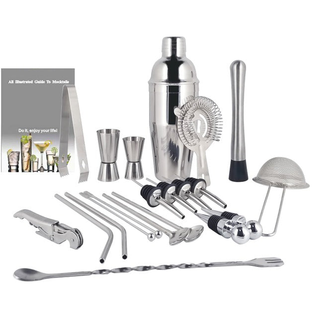 Royallure 22-delars rostfritt stål Boston cocktailshaker-set — Komplett barverktygssats