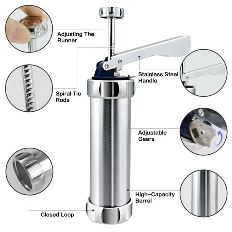 Royallure 25-delars kakpress-set – Aluminium, 20 skivor & 4 munstycken, lätt att använda