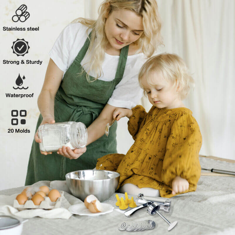 Royallure 25-delars kakpress-set – Aluminium, 20 skivor & 4 munstycken, lätt att använda