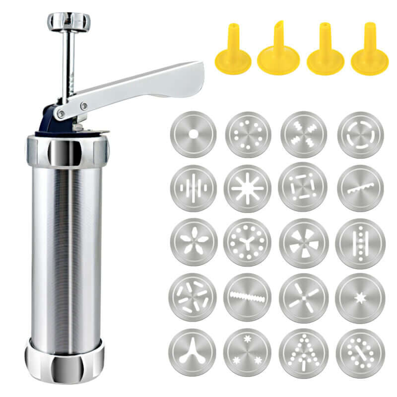 Royallure 25-delars kakpress-set – Aluminium, 20 skivor & 4 munstycken, lätt att använda