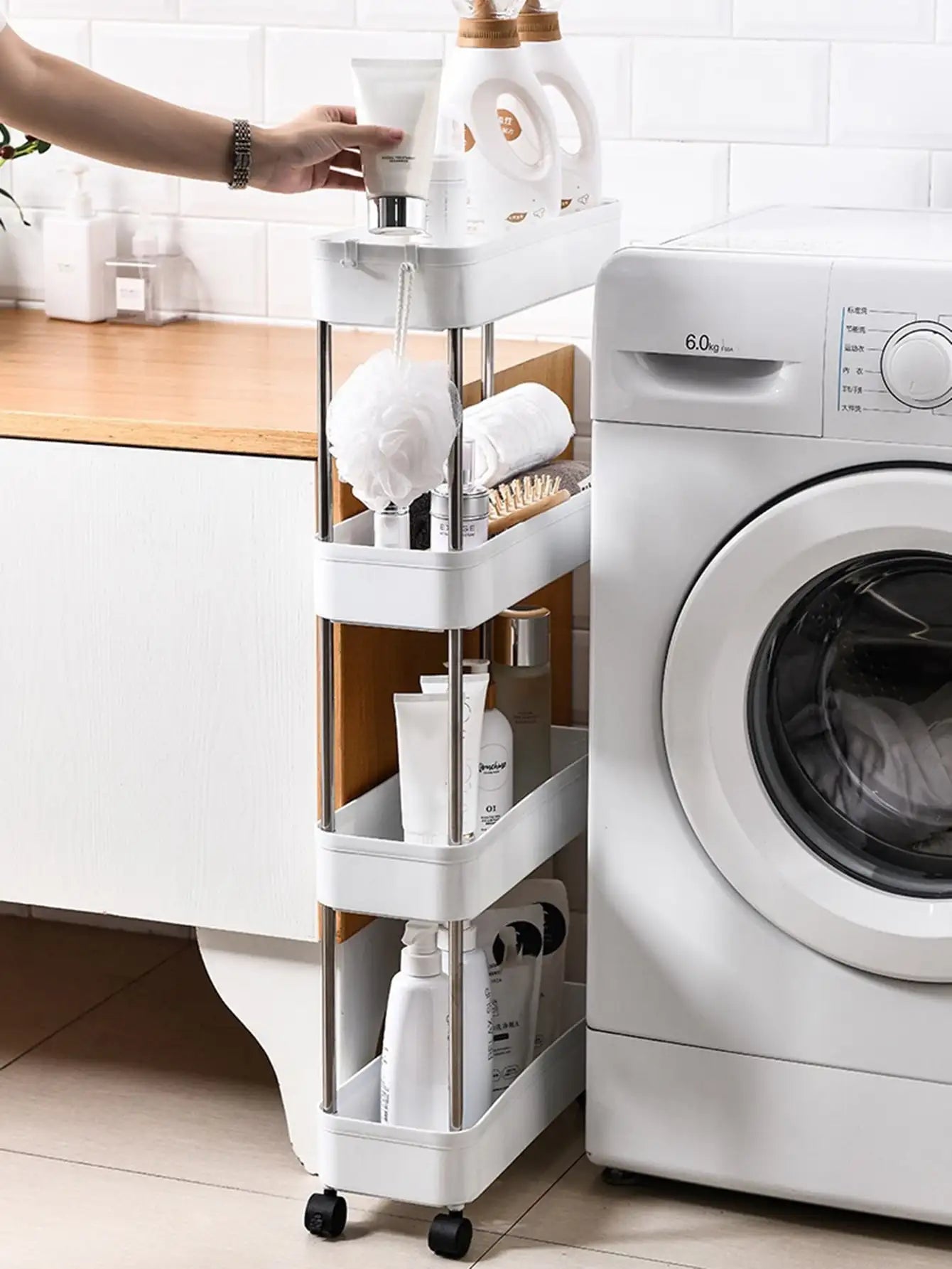 Royallure 3-Tier Rullande Verktygsvagn Slim Lagringsställ för Kök & Badrum