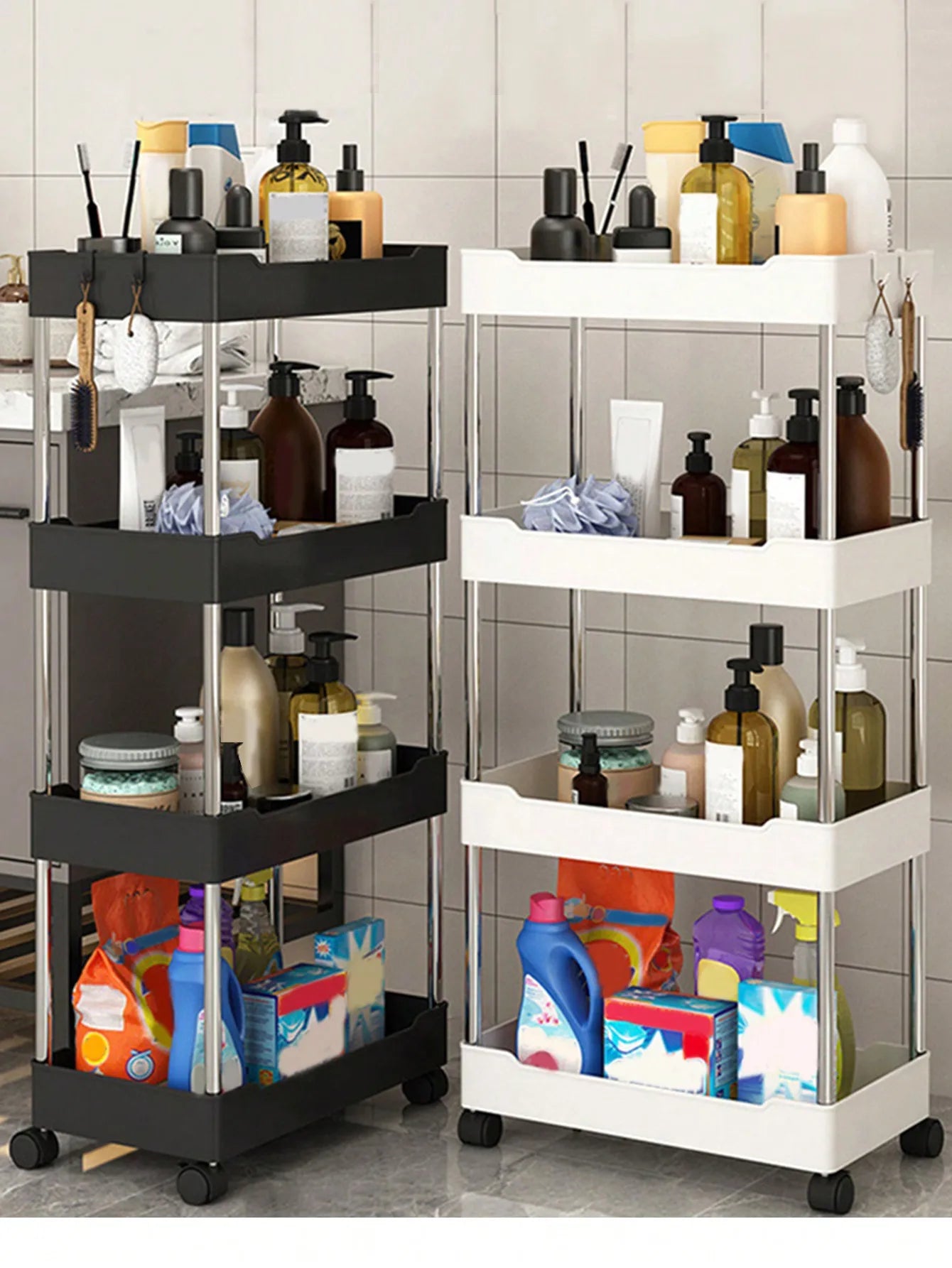 Royallure 3-Tier Rullande Verktygsvagn Slim Lagringsställ för Kök & Badrum