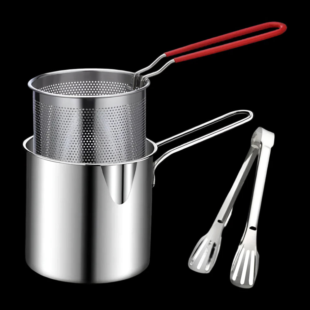 Royallure 304 rostfritt stål djup fritös med sil för kyckling och mer