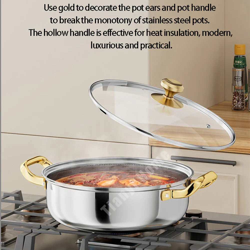 Royallure 30 cm Rostfritt Stål Stekpanna med Lock Honungskomb Wok för Alla Spisar