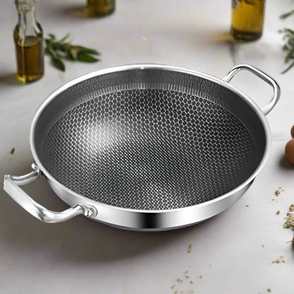 Royallure Tri-Ply 316 Rostfritt Stål Stekpanna Honungskombination Wok Stekpanna för Alla Spisar