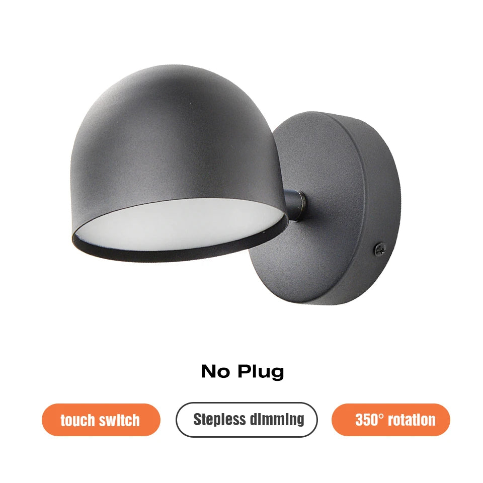 Royallure LED Inomhus Vägglampa 350° Rotera med Touch Dimming switch 9W