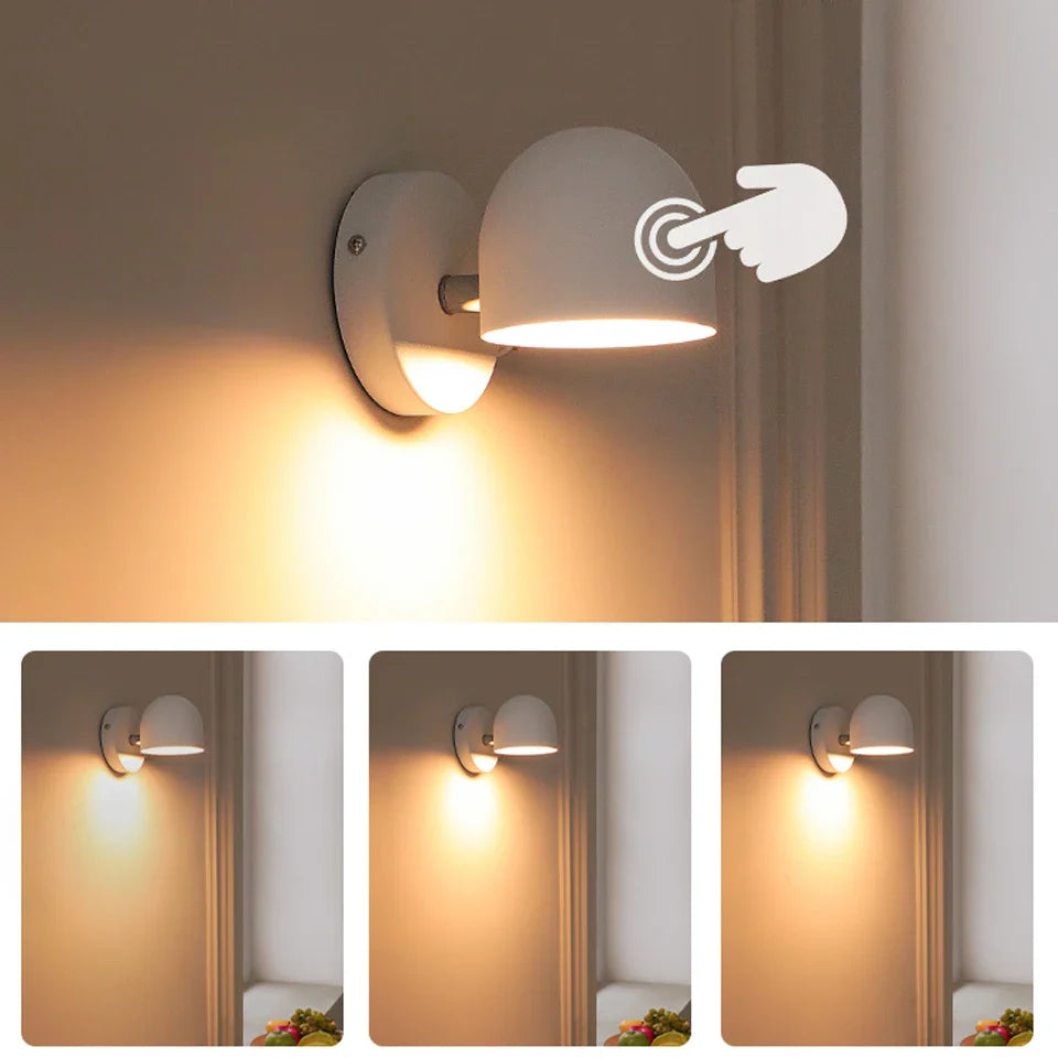 Royallure LED Inomhus Vägglampa 350° Rotera med Touch Dimming switch 9W
