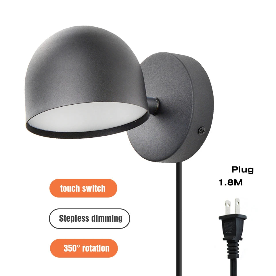 Royallure LED Inomhus Vägglampa 350° Rotera med Touch Dimming switch 9W