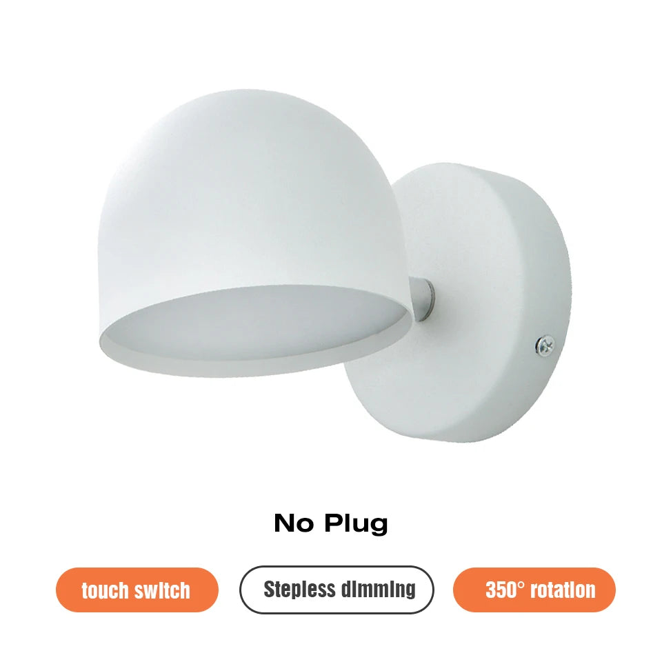 Royallure LED Inomhus Vägglampa 350° Rotera med Touch Dimming switch 9W