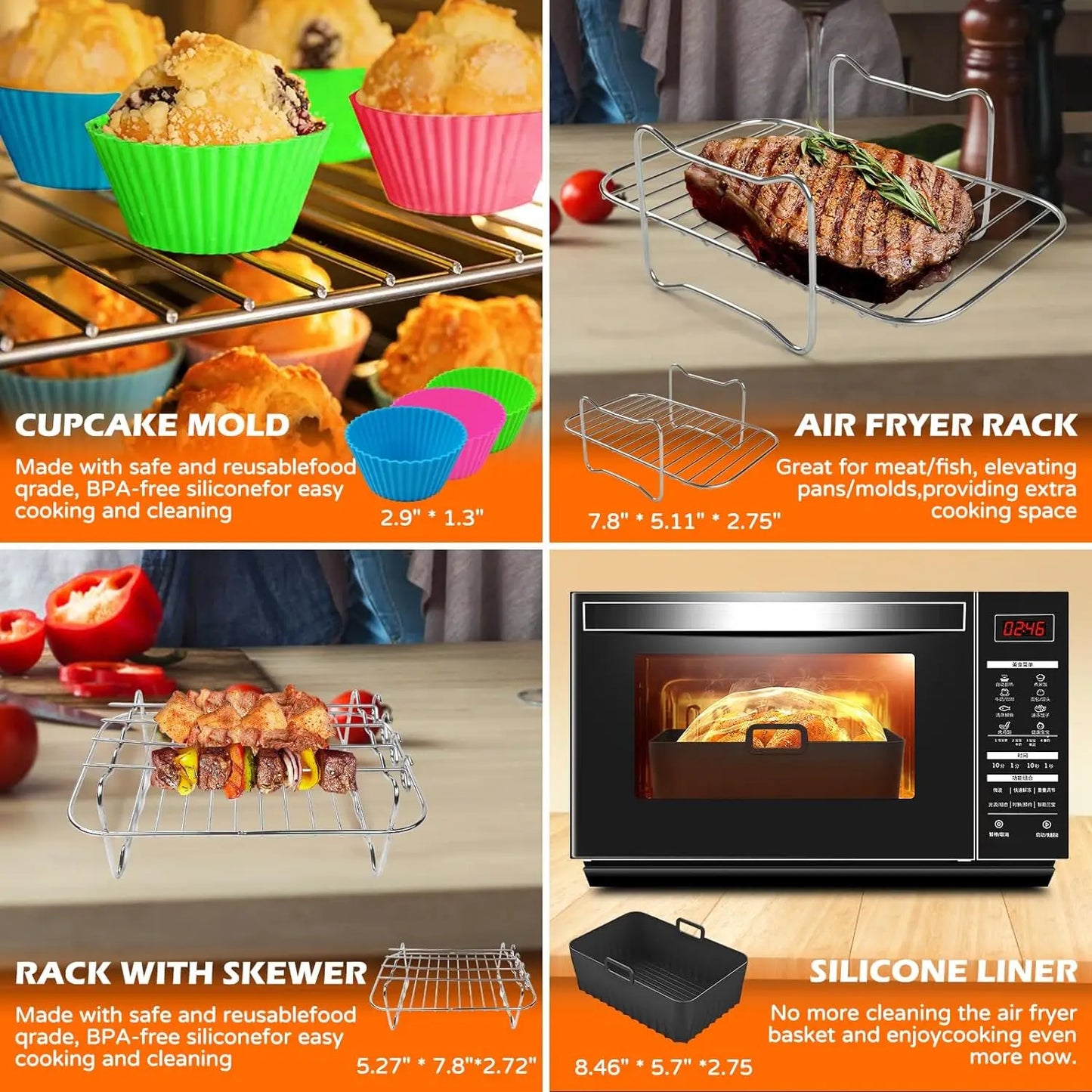 Royallure Air Fryer Tillbehör för Ninja Foodi Dual Zone AF300EU AF400EU 7.6–9.5L