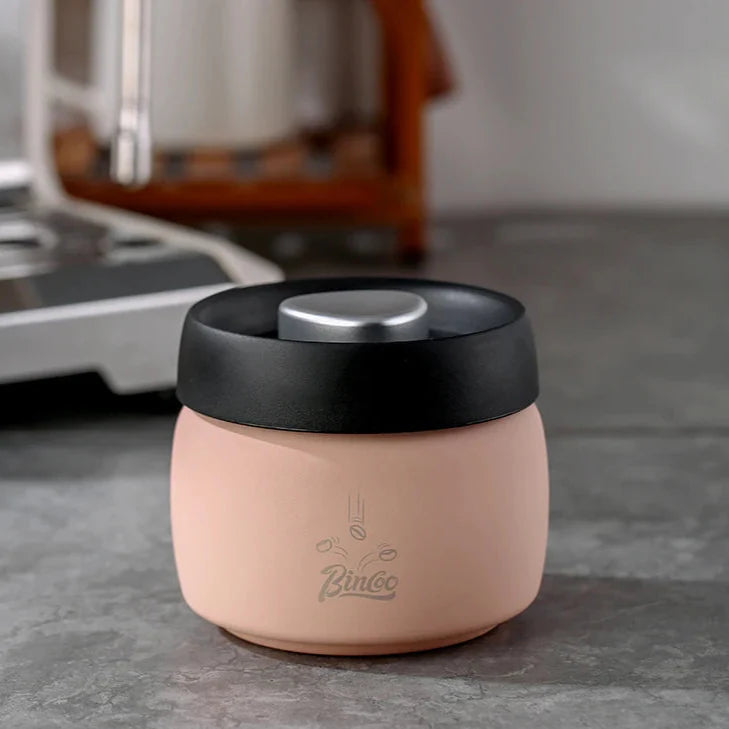 Royallure Kaffeebehållare i rostfritt stål med manuell vakuumlock för färska bönor