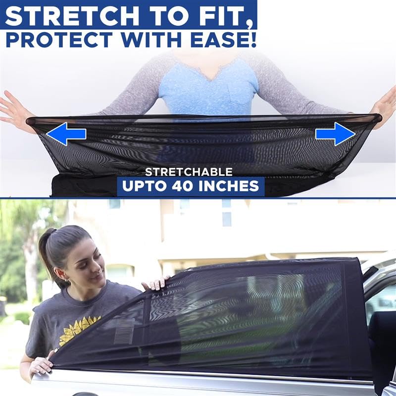 Royallure Stretchable Mesh Side Window Sun Shades – UV-Block, Värme-reducerande, Integritetspassning