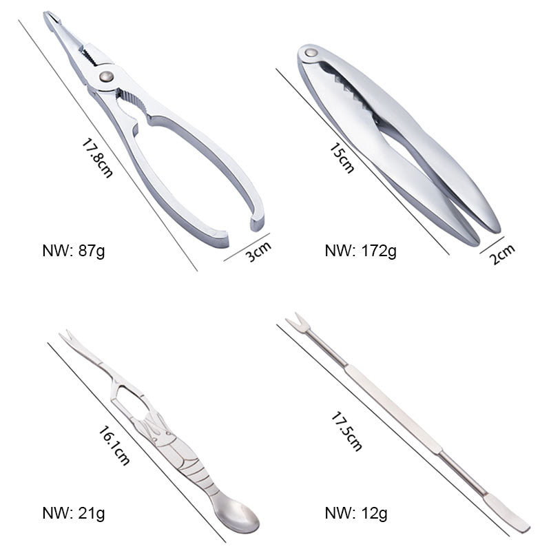 Royallure Rostfritt Stål Skaldjursverktyg Set – Krabbknäckare, Gafflar & Skedar, Förvaringslåda