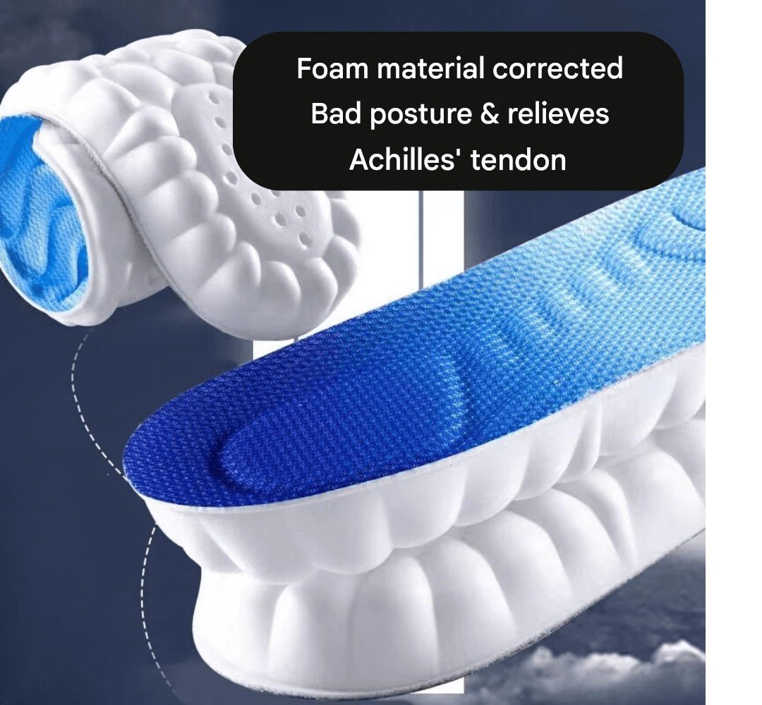 Royallure CloudFlex Ortopediska Inlägg – 4D Minnesfoam, Stötdämpande, Klipp-till-Pass