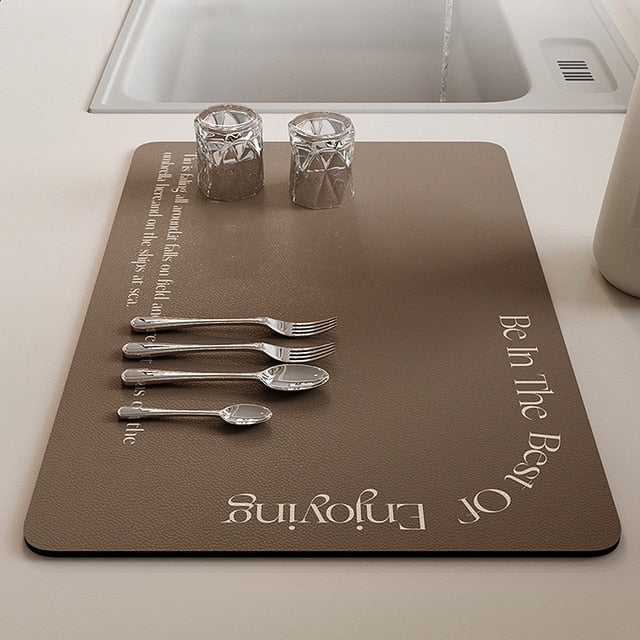 Royallure Absorbent Dish Drying Mat – Floral Polyester Bänkskydd, Anti-Slip & Snabbtorkande