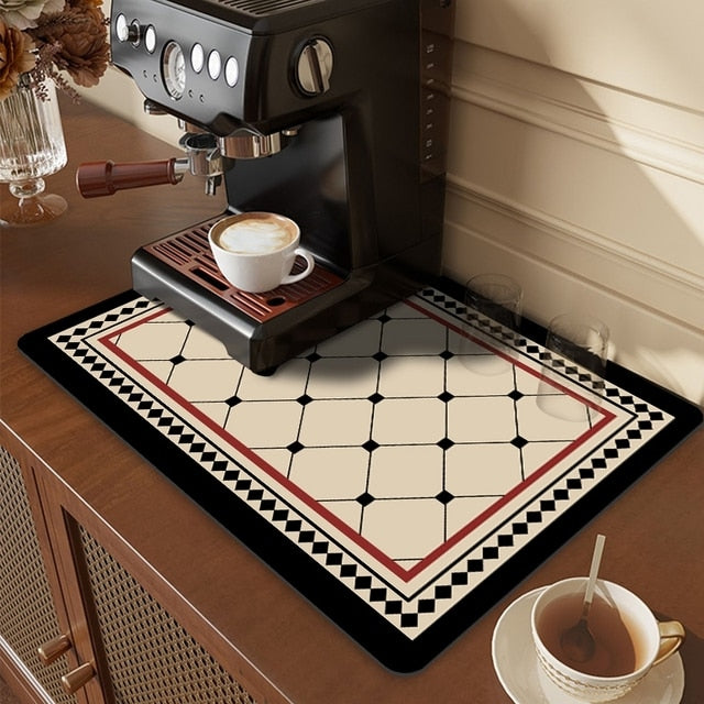 Royallure Absorbent Dish Drying Mat – Floral Polyester Bänkskydd, Anti-Slip & Snabbtorkande