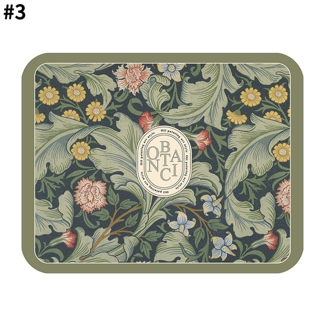 Royallure Absorbent Dish Drying Mat – Floral Polyester Bänkskydd, Anti-Slip & Snabbtorkande