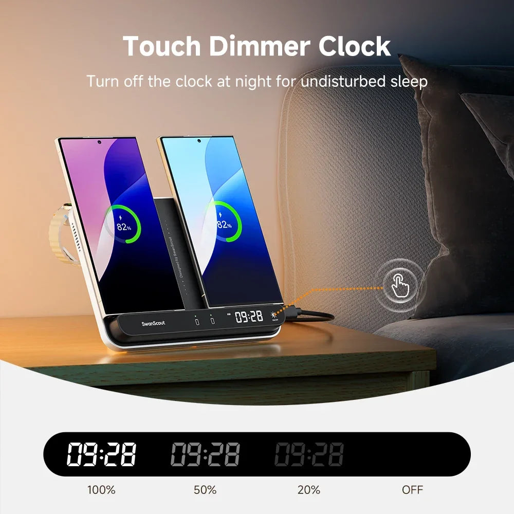 Royallure Dual Wireless Charger – Snabbladdningsdocka för Telefon, Klocka & Hörlurar (Samsung Kompatibel)