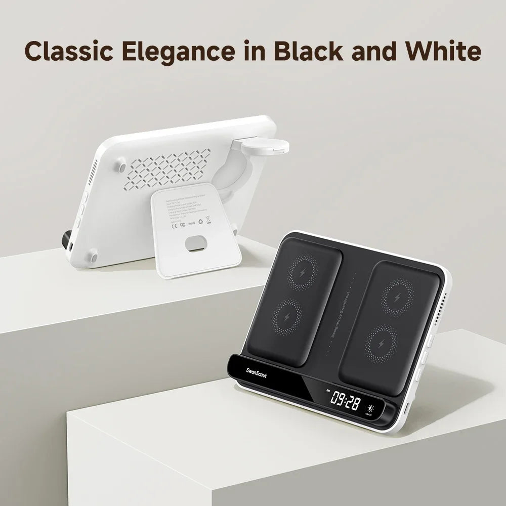 Royallure Dual Wireless Charger – Snabbladdningsdocka för Telefon, Klocka & Hörlurar (Samsung Kompatibel)