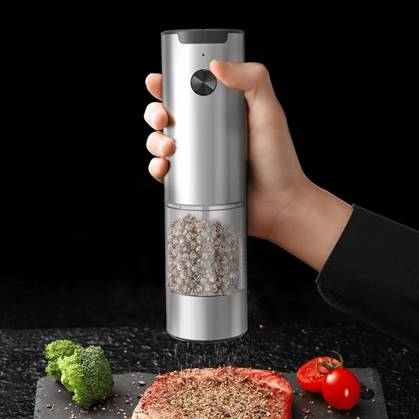 Royallure Electric Salt & Pepper Grinder Set – Justerbar Grovlek, LED-Decorator, Enhandanvändning