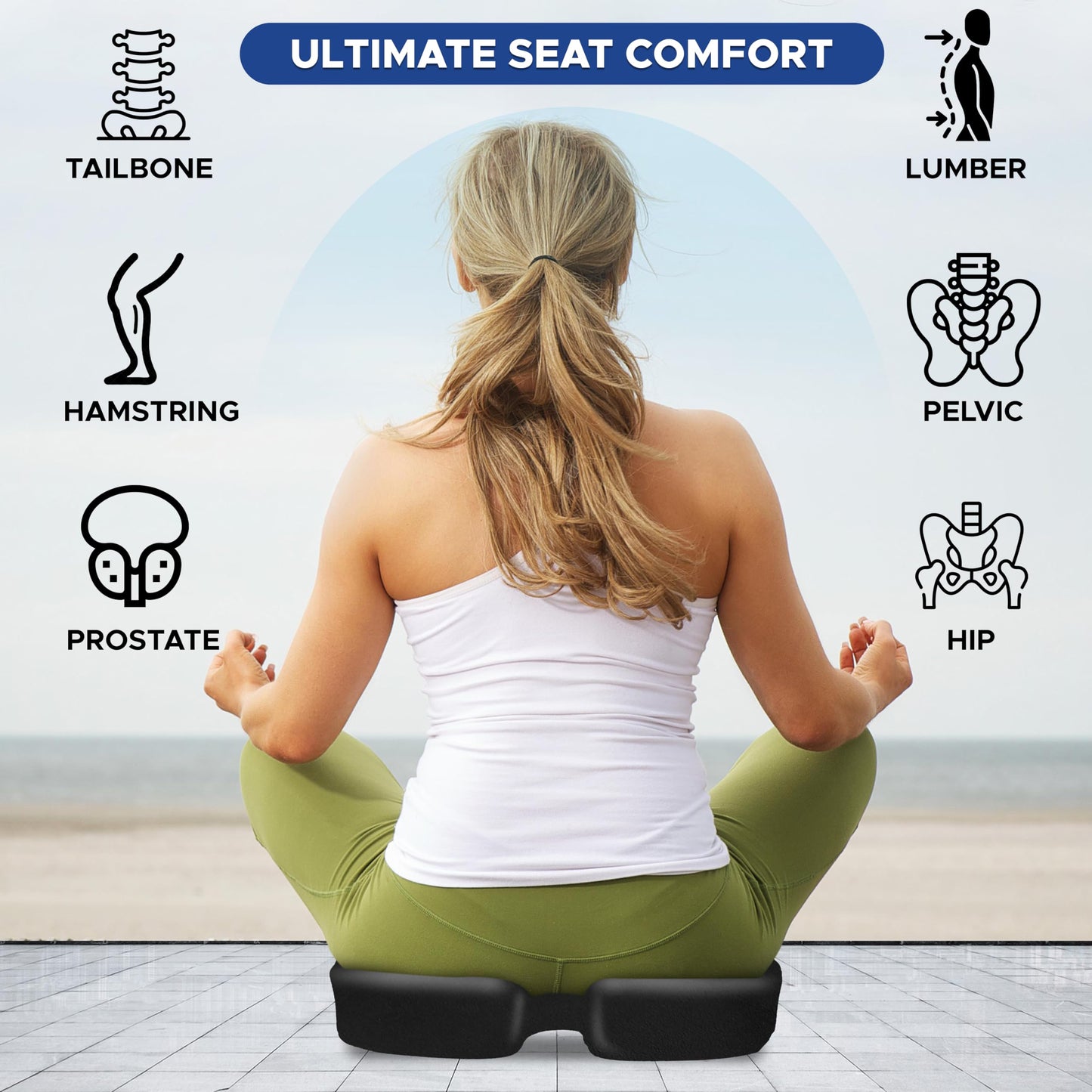 Royallure Gel Memory Foam Sittkudde för Ischiaslindring – Ergonomisk, Halkfri, Bärbar Design för Ultimat Komfort