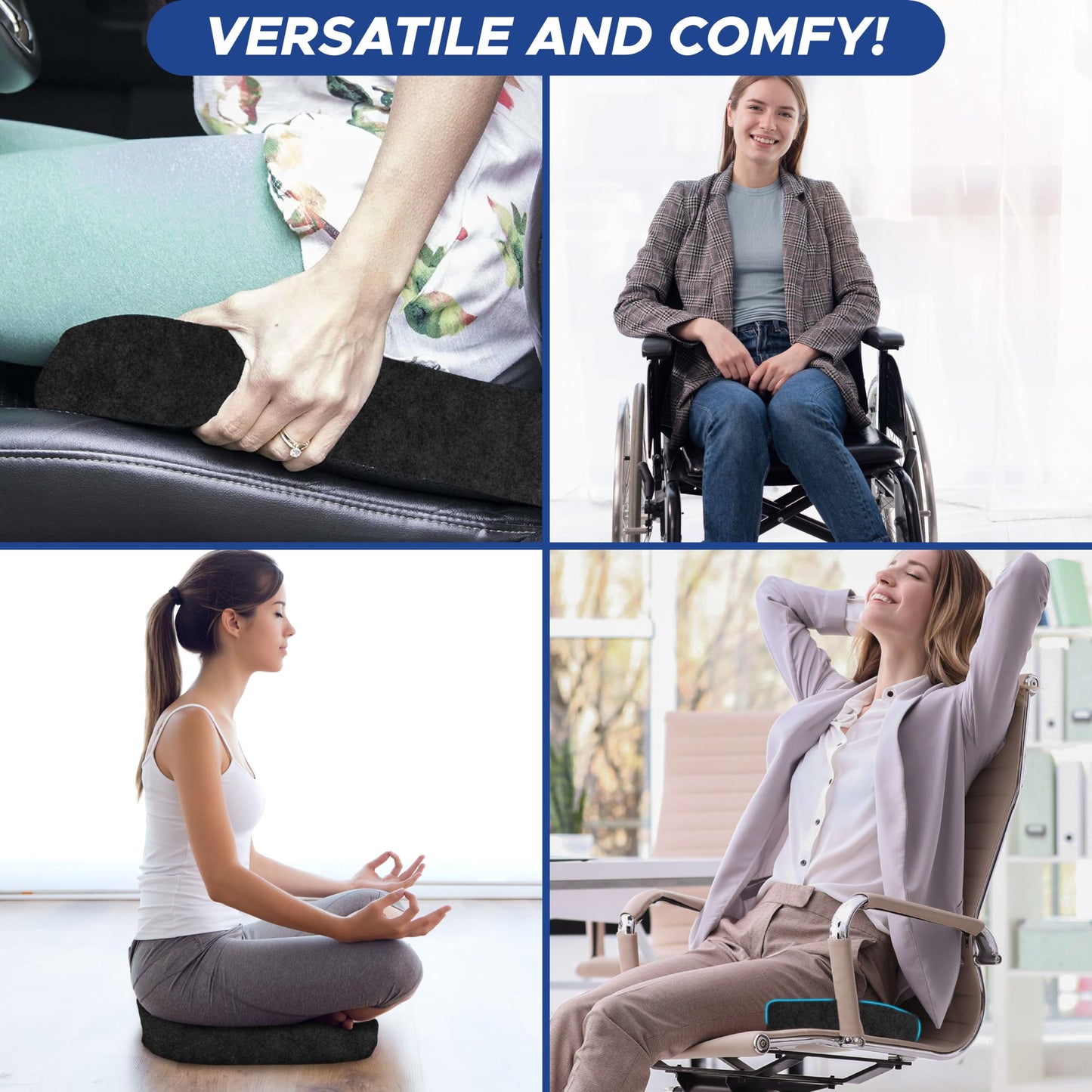 Royallure Gel Memory Foam Sittkudde för Ischiaslindring – Ergonomisk, Halkfri, Bärbar Design för Ultimat Komfort