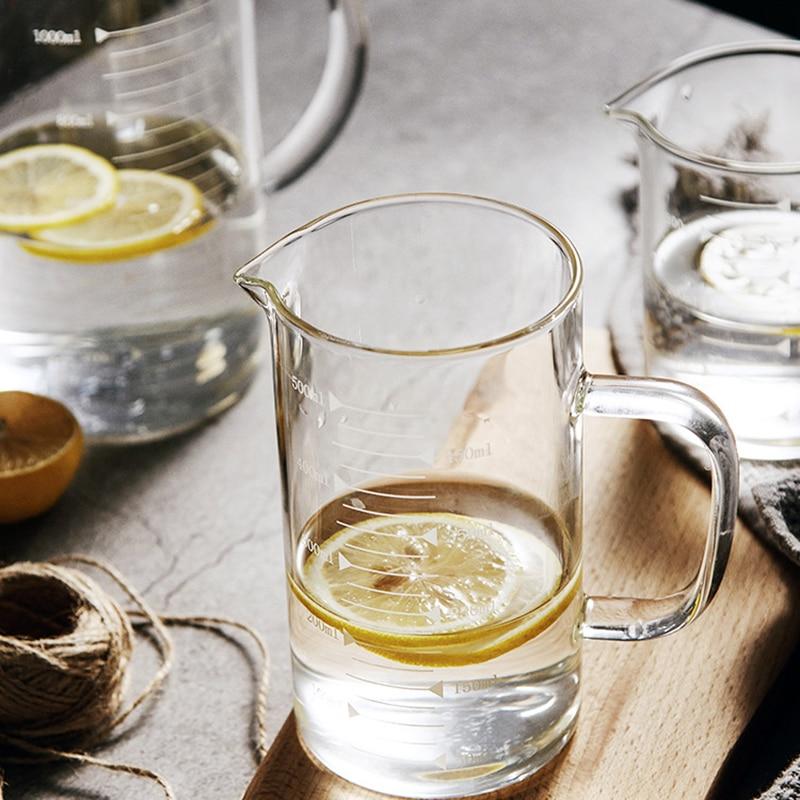 Royallure Värmebeständigt Glas Mätkopp, Hög-Borosilikat 250 ml–1000 ml, Klar &amp; Hållbar