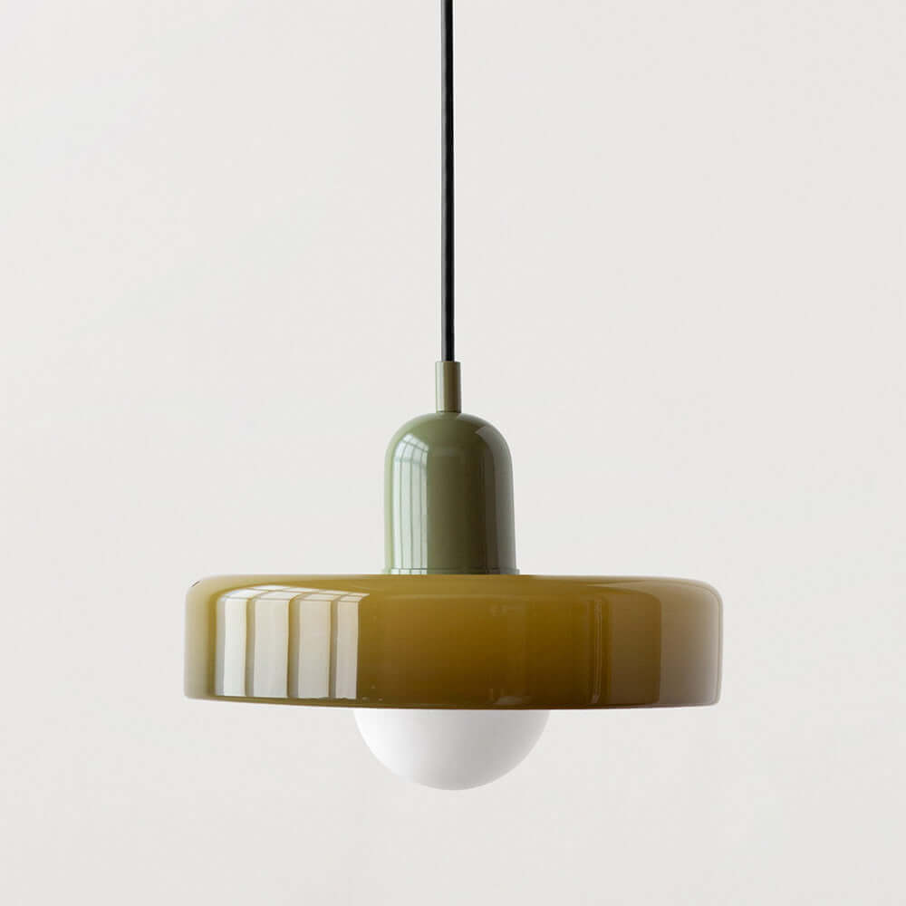 Royallure Bauhaus Färgat Glas Pendel-lampa – Konstnärlig Glasburk, Geometrisk, Retro-Modern