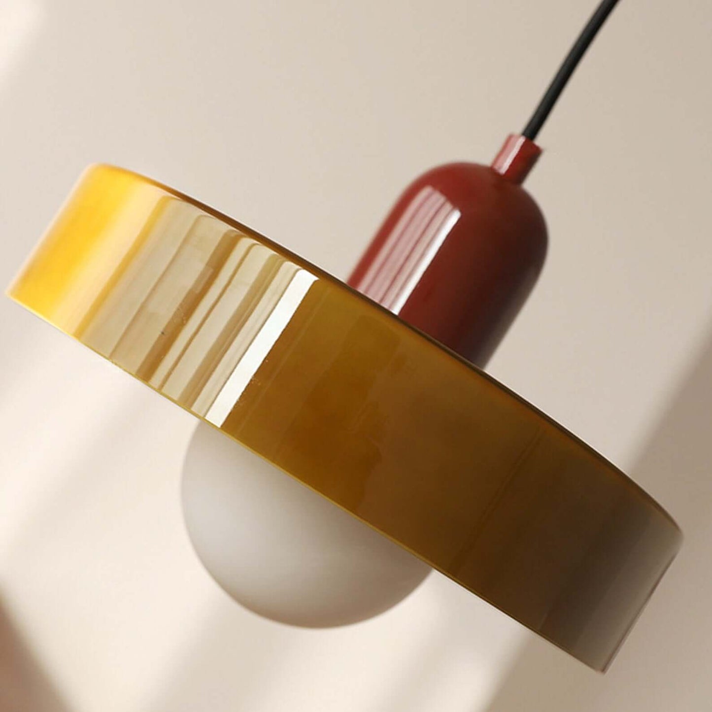 Royallure Bauhaus Färgat Glas Pendel-lampa – Konstnärlig Glasburk, Geometrisk, Retro-Modern