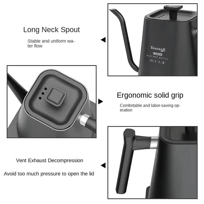 Royallure Elektrisk Gåsnackskanna med Temp Kontroll, Rostfritt Stål Kaffekanna