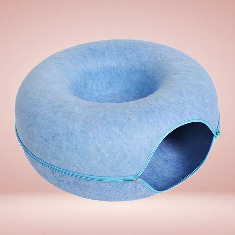 Royallure Interaktiv Donut Kattgrotta & Tunnel Säng för Lek & Mysig Vila