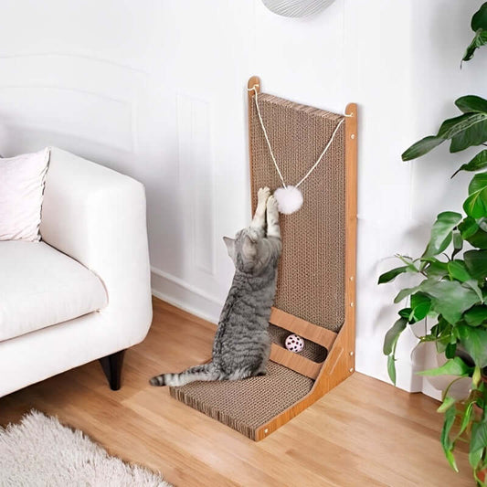 Royallure L-Formad Katt Klösbräda med Lekboll – Multi-Vinkel Avkoppling & Klös Pad